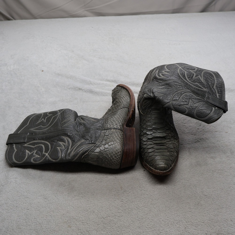 Nocona Mens 6.5D Cowboy Boots Gray Snakeskin Leather Western Rugged Pointed Toe